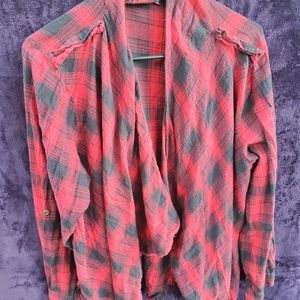 Plus size flannel cardigan